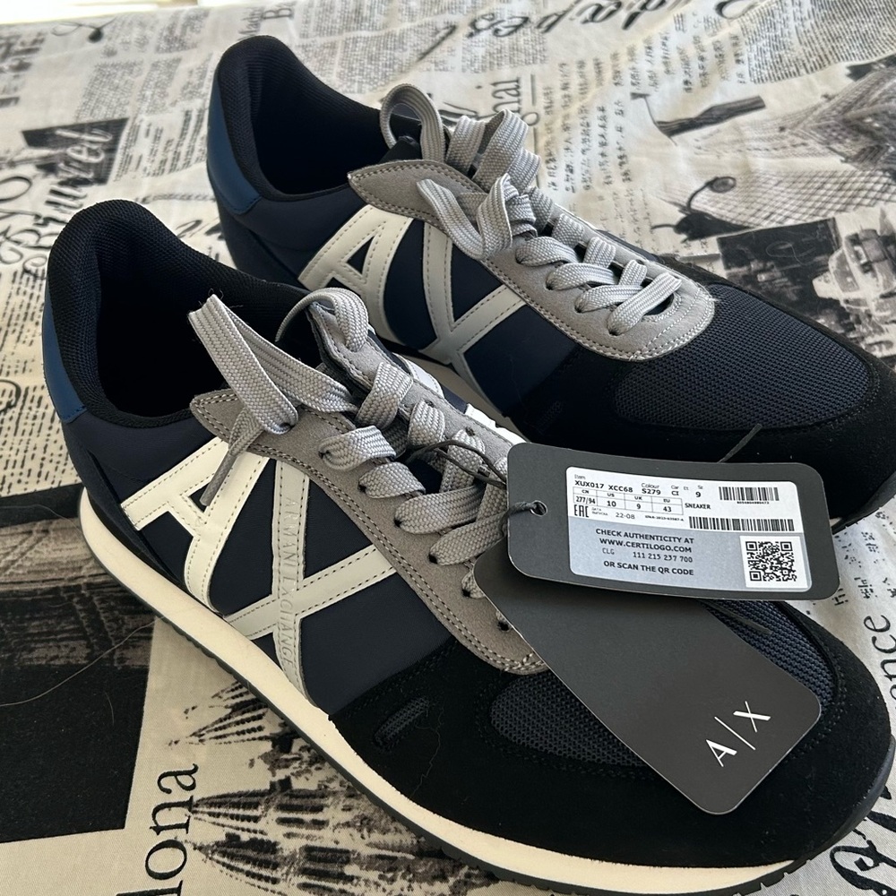 Men's Navy and Gray Sneakers